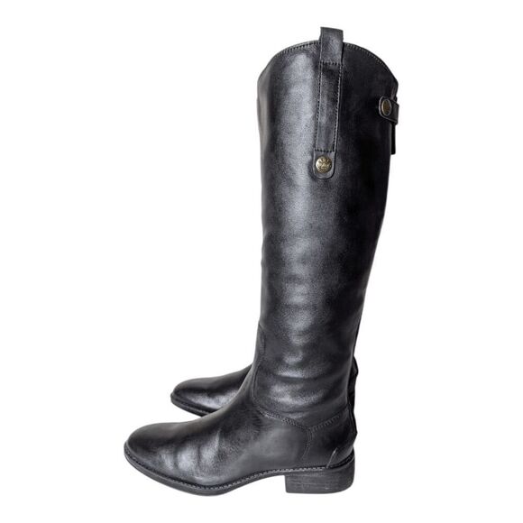 SAM EDELMAN Penny Black Leather Riding Boot Size 7M - Picture 3 of 10